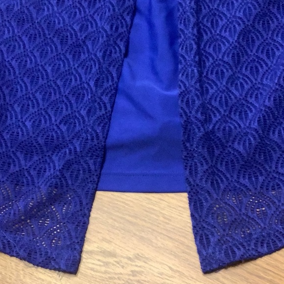 AQUA COUTURE swim top royal blue crocheted look split front size 18W adj… - Picture 5 of 10